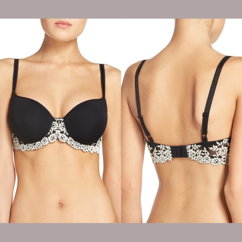 Wacoal Embrace Lace Underwire Molded‎ Cup Bra [SZ 34DDD ] Black